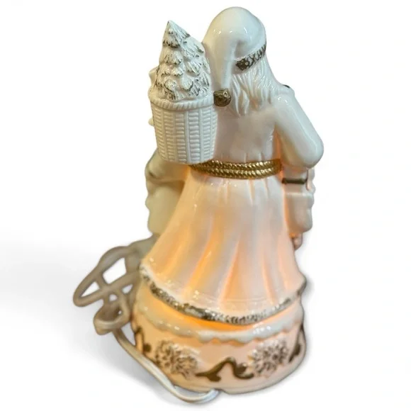 Vintage Light-Up Santa Claus with Child Christmas Figurine 9" Gold - Picture 3 of 7